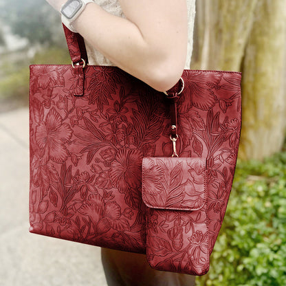 Floral Tote W/Crossbody